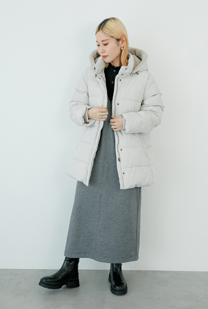 Samansa Mos2 blue【STYLE UP PADDED COAT 冬の大人カジュアルを楽しめるスタイルアップバデットコート】